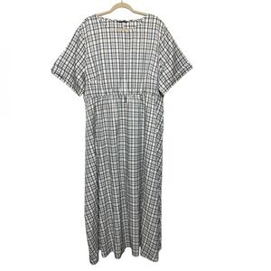 Shein Curve Black White‎ Plaid Tartan Print Long Modest Maxi Dress Women’s 4XL